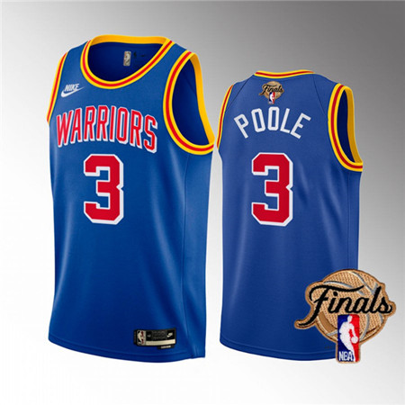 Men's Golden State Warriors #3 Jordan Poole 2022 Royal NBA Finals Stitched Jersey
